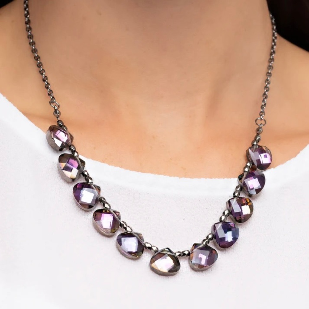 Oil spill & gunmetal necklace